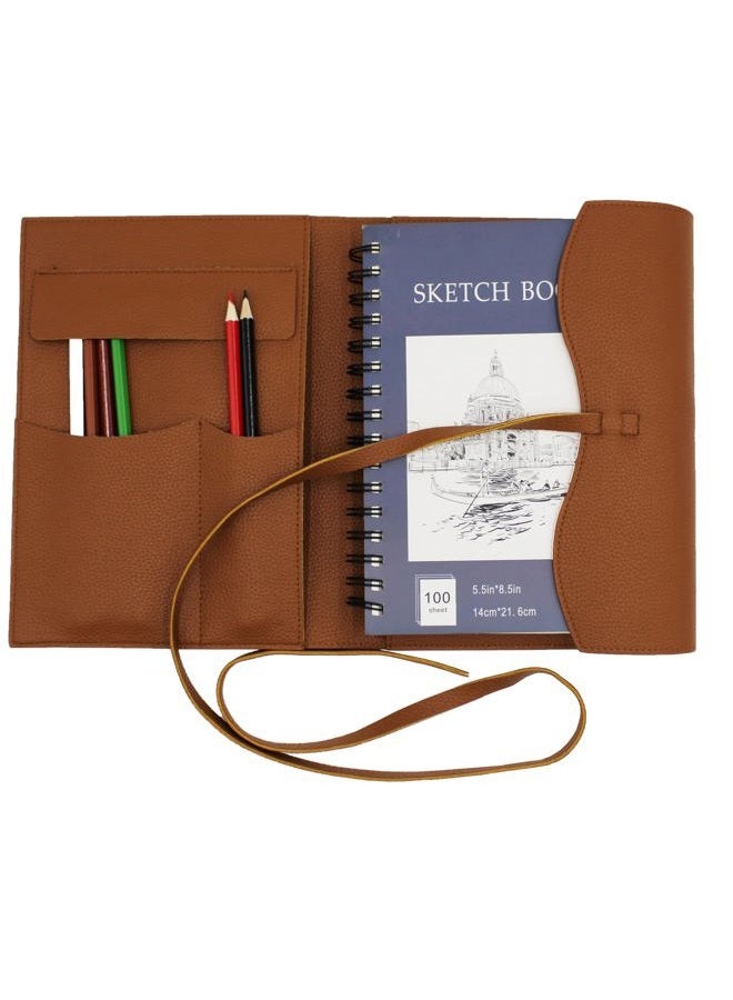 Fight Club Leather Artist Sketch Pad Case, Leather Sketchbook Cover, Artist Drawing Sketch Case, Refillable Sketchbook Sketch Pad Holder (S for 5.5"x 8.5") - Image 1