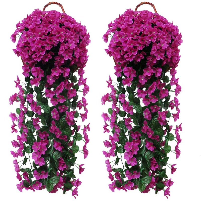 Fycooler Artificial Wisteria Vine Violet Ivy Flowers Artificial Hanging Flowers Silk Lifelike Faux Wisteria Hanging Garland for Outdoor Home Wedding GardenYardPatio String Floral Decoration2X90cm