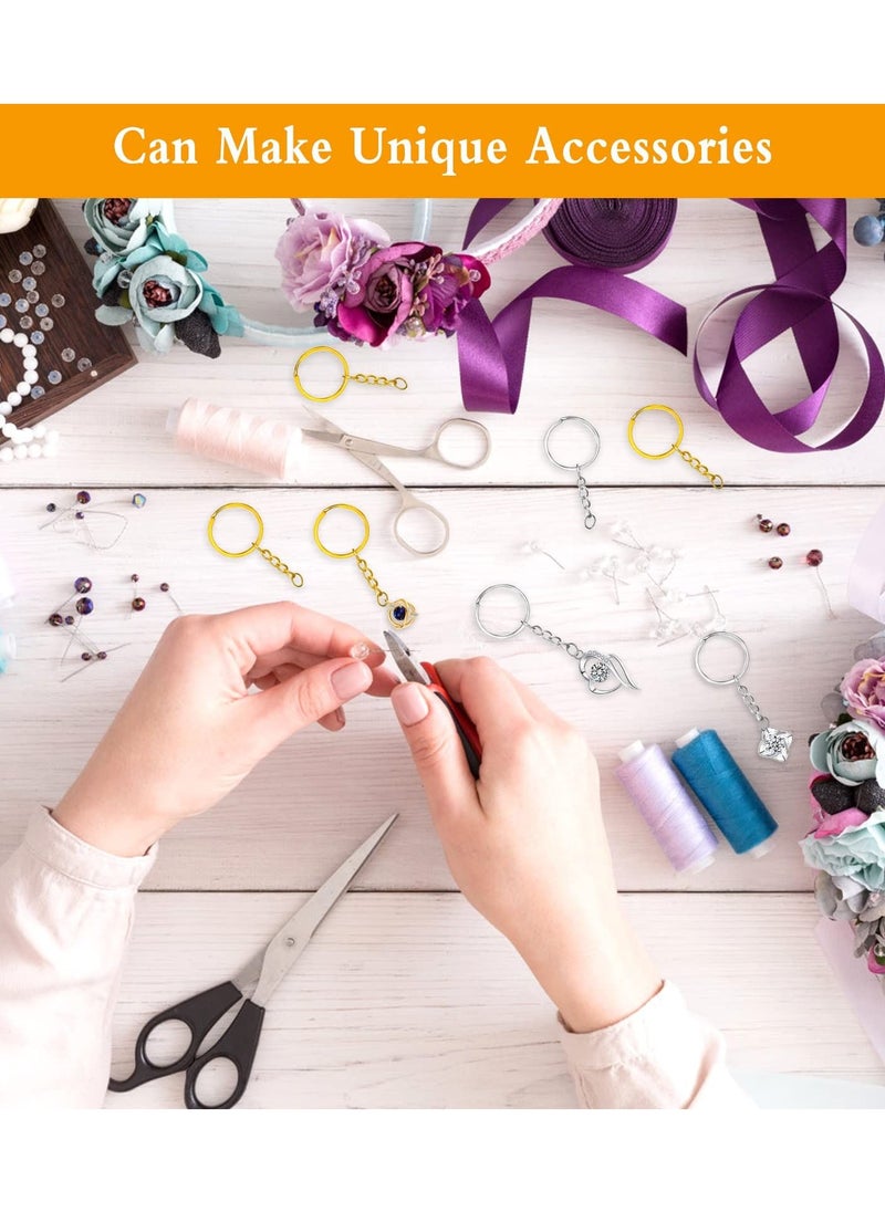 100 PCS Keyring Rings Split Key Ring with Chain and Jump Metal Open Round Kit for Keychain Art Crafts Golden and Silver