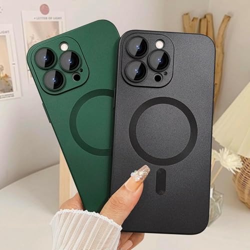 DIZORO Magnetic Case for iPhone 14 Pro Cover [Compatible with MagSafe][Built-in Camera Lens Protector] Slim Soft Silicone Bumper Shockproof Metallic Luster Back Cover Phone Cases (Black) - Image 4