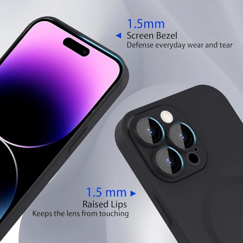 DIZORO Magnetic Case for iPhone 14 Pro Cover [Compatible with MagSafe][Built-in Camera Lens Protector] Slim Soft Silicone Bumper Shockproof Metallic Luster Back Cover Phone Cases (Black) - Image 3