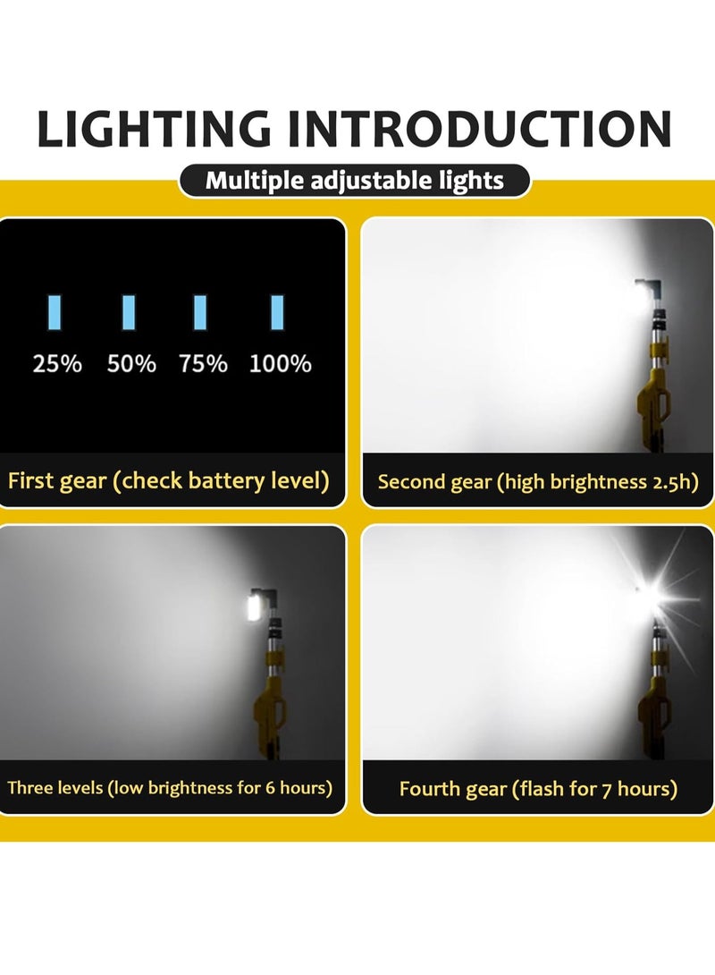 بلو فاير مصباح عمل ليد قابل لإعادة الشحن 8000 لومن مع حامل ثلاثي – إضاءة محمولة لاسلكية متعددة الاستخدامات للداخل والخارج – 3 أوضاع إضاءة، رؤوس قابلة للتعديل 180° و270°، شحن USB-C، مقاوم للماء IP44، بطارية 4400 مللي أمبير - Image 3