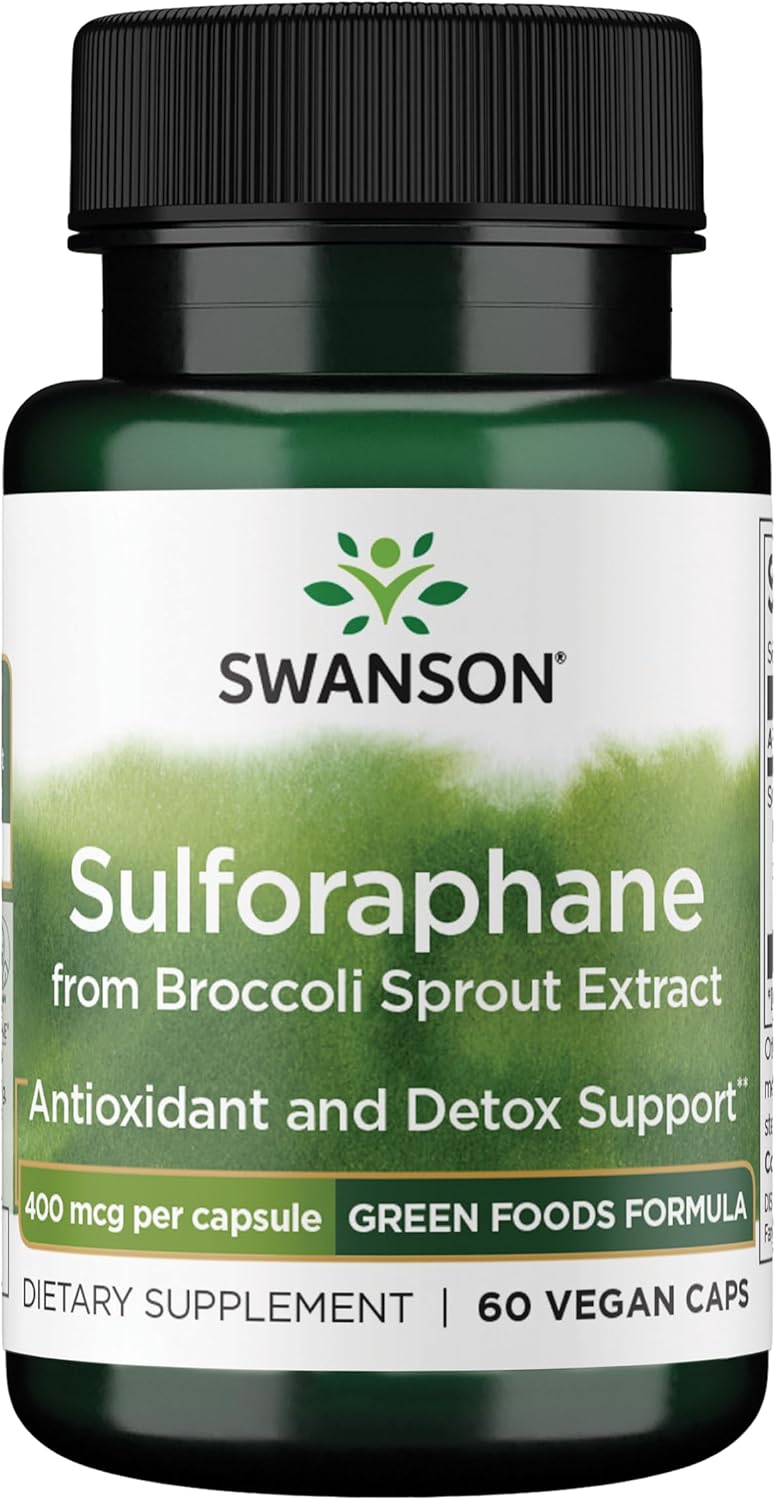 Swanson Sulforaphane  Broccoli Sprout Extract Supporting Cellular GI Tract and Liver Health  Natural Supplement Standardized to 04 Sulforaphane  60 Veggie Capsules 400mcg Each - Image 1