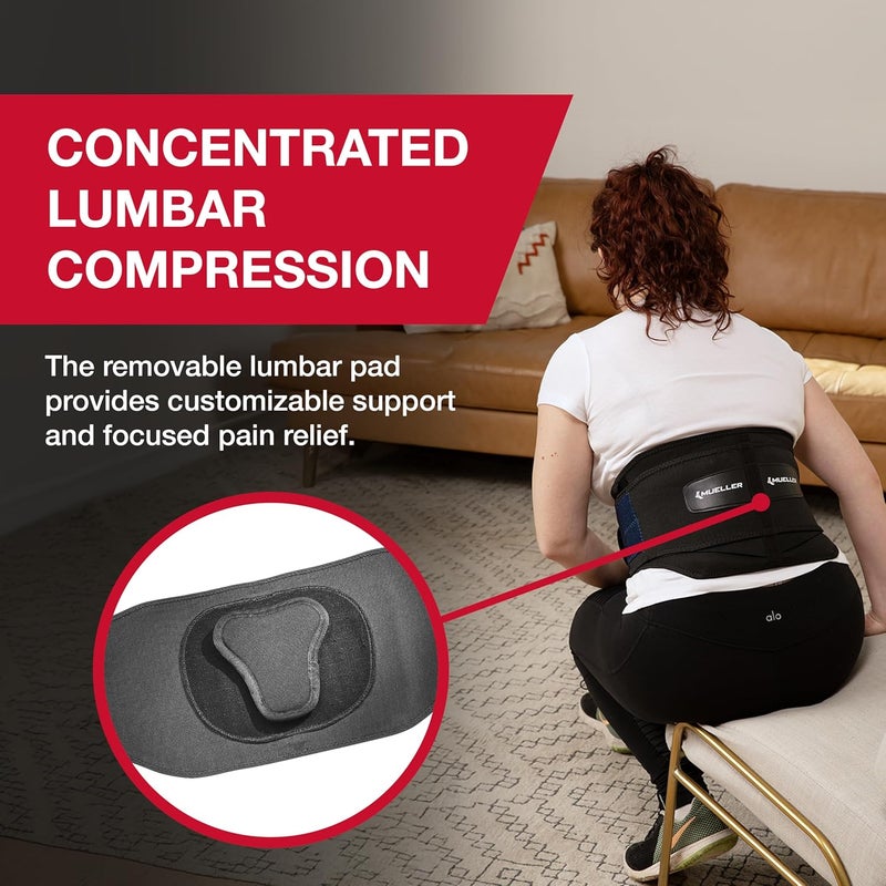 Mueller Adjustable Back Support with Removable Lumbar Pad for Pain Relief and Posture Correction - Image 3
