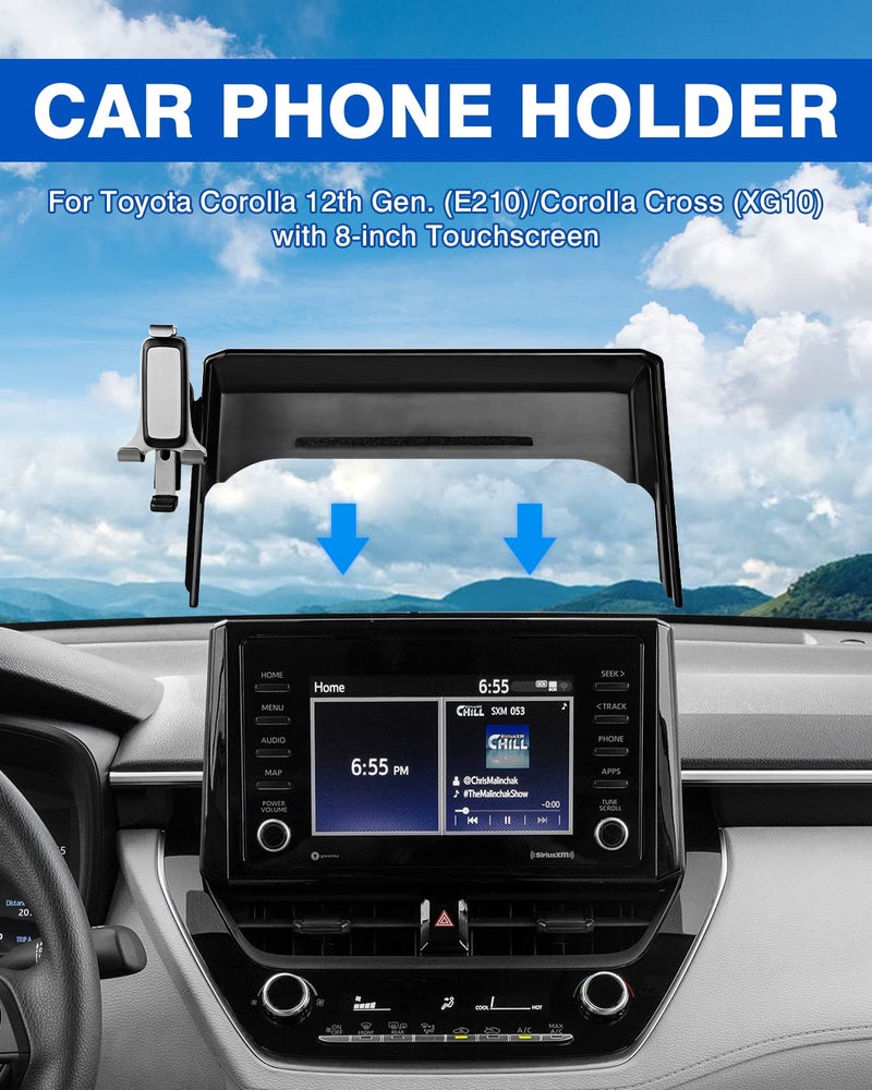 Autorder Car Phone Holder for Toyota Corolla 2019-2025/Corolla Cross 2022-2025 Accessories Air Vent Screen Fixed Clip 360° Rotation Cell Phone Mount Hands-Free with 2 Installation Methods(8 Inch) - Image 2