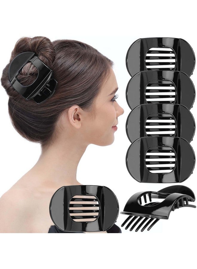 RC ROCHE ORNAMENT 6 Pcs Womens Square Strong Grip Secure Hold Inner Teeth Styling Plastic Comfortable Curve No Slip Beauty Accessory Girls Ladies Claw Clamp Clip, Medium Black - Image 1