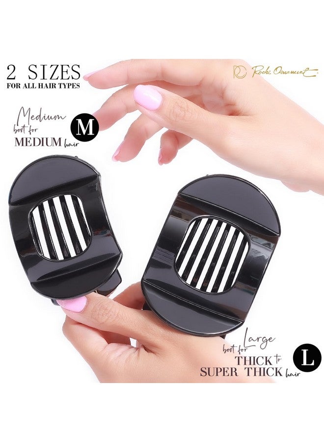 RC ROCHE ORNAMENT 6 Pcs Womens Square Strong Grip Secure Hold Inner Teeth Styling Plastic Comfortable Curve No Slip Beauty Accessory Girls Ladies Claw Clamp Clip, Medium Black - Image 4