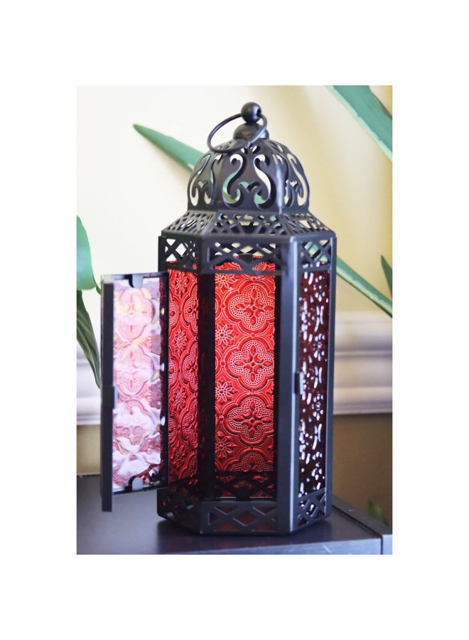 Vela Lanterns Mid Size Tablehanging Red Hexagon Moroccan Candle Lantern Holders - Image 4
