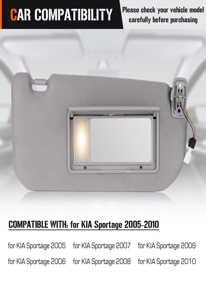 AEagle واقي شمس لسيارة كيا سبورتاج موديلات 2005-2010 مع إضاءة، جهة الراكب اليمنى، رمادي اللون، بديل لرقم القطعة 85201-1F690LX - Image 3