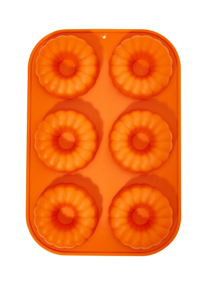 NIBEMINENT 6-Cup Silicone Donut Mould Orange 17centimeter  - Image 1