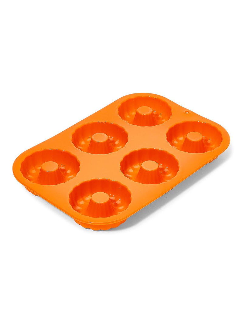 NIBEMINENT 6-Cup Silicone Donut Mould Orange 17centimeter  - Image 2