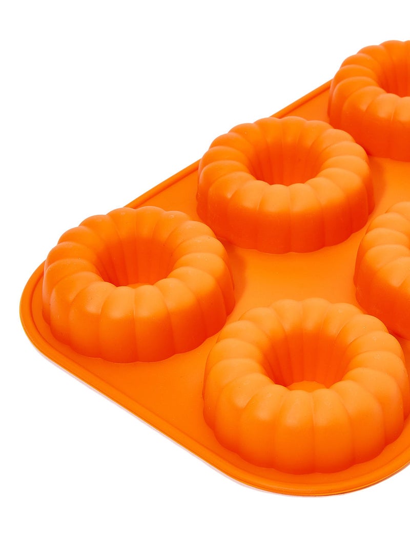 NIBEMINENT 6-Cup Silicone Donut Mould Orange 17centimeter  - Image 3