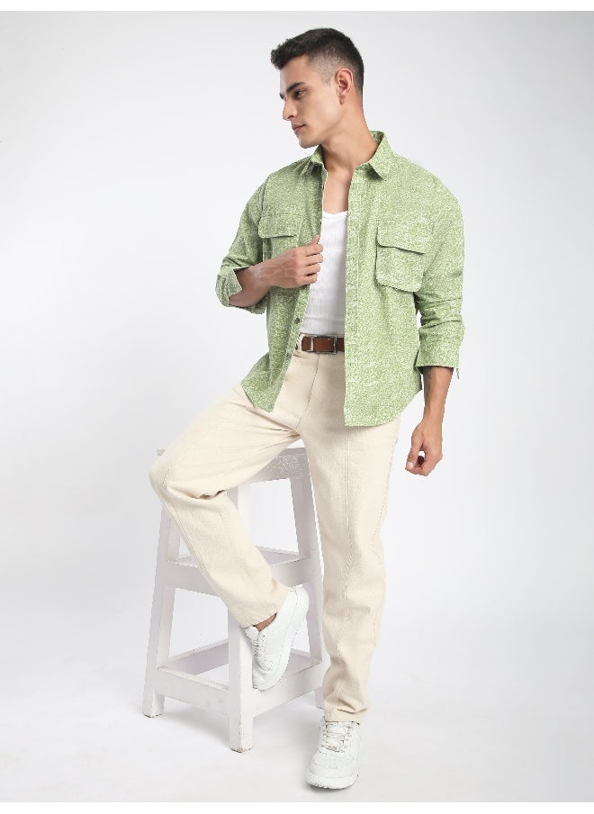 Beyoung Green Dye Effect Overshirt  - Image 1