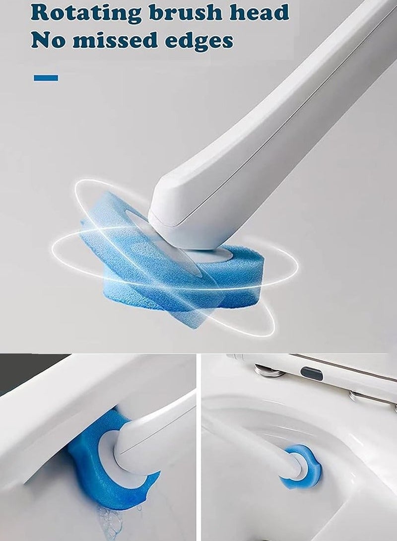 Beauenty Toilet Bowl Cleaning Brush, Disposable Brush Head with 16 Refills Dissolving Wands Replacement Sponge Brush Heads, Soft Toilet Cleaner Brush for Bathroom Cleaning - Image 2