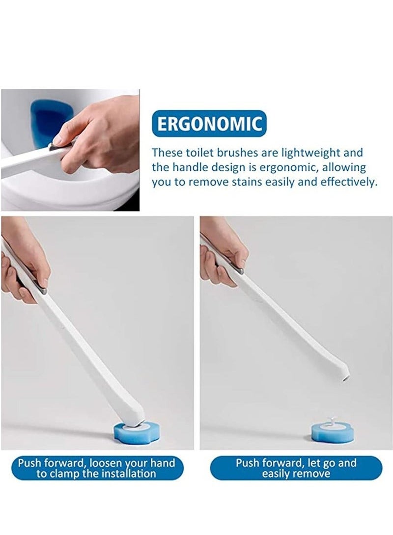 Beauenty Toilet Bowl Cleaning Brush, Disposable Brush Head with 16 Refills Dissolving Wands Replacement Sponge Brush Heads, Soft Toilet Cleaner Brush for Bathroom Cleaning - Image 3