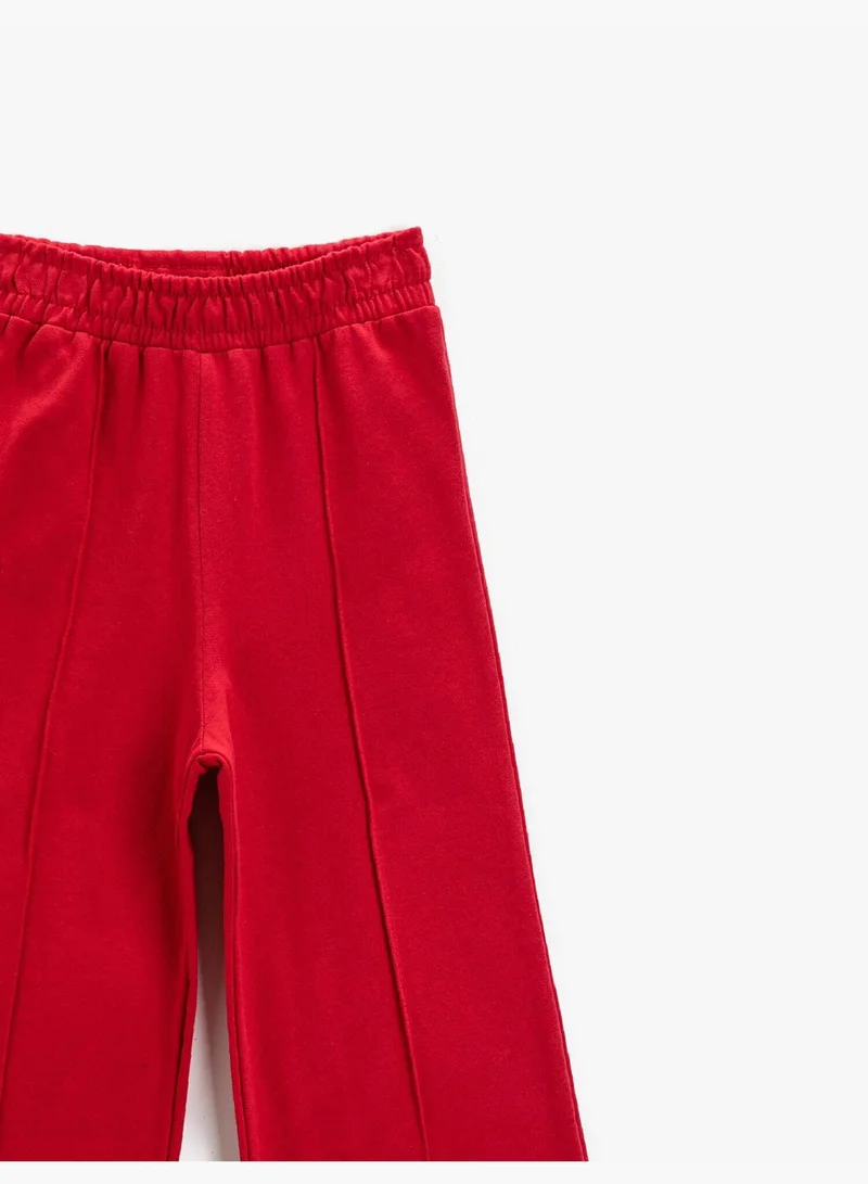 KOTON Drawstring Wide Leg Sweatpants Cotton