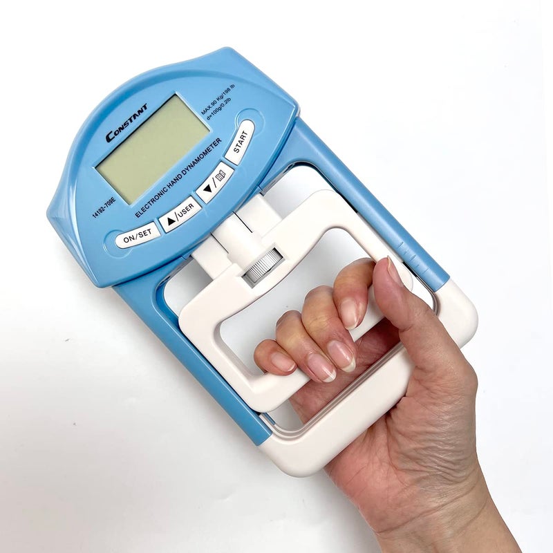 Constant 200 Lbs 90 Kgs Digital Hand Dynamometer Grip Strength Measurement Meter Auto Capturing Hand Grip Power (Blue) - Image 2