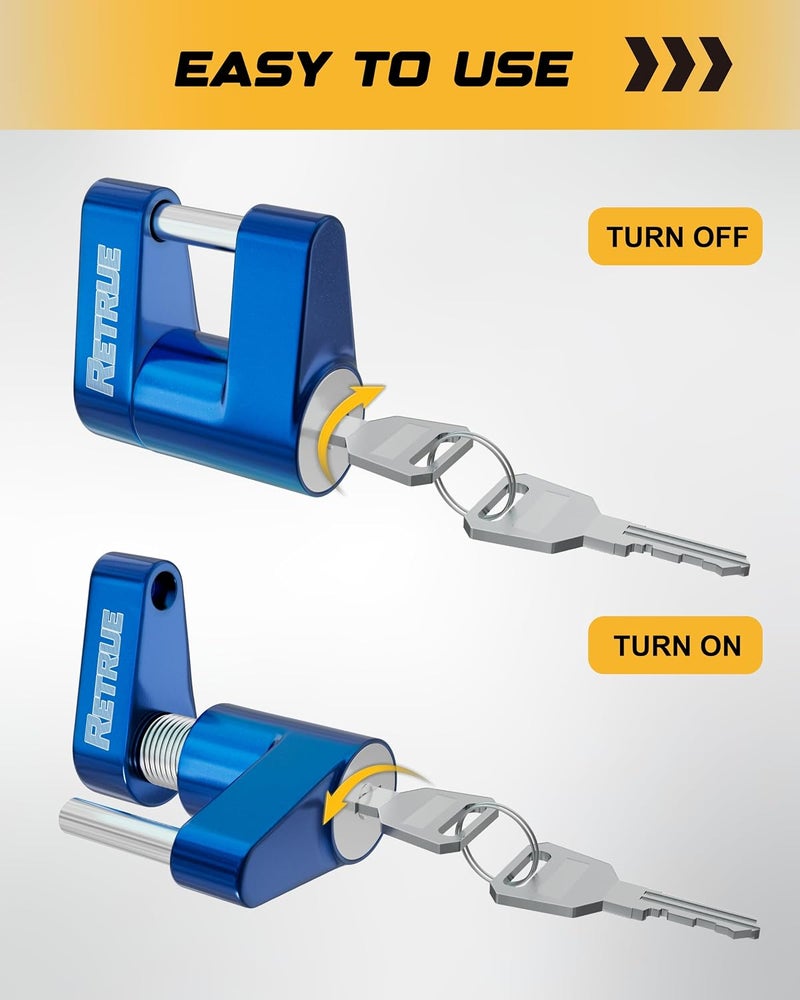RETRUE Trailer Tongue Coupler Lock, Trailer Hitch Lock,Dia 1/4 Inch, 3/4 Inch Span for Tow Boat RV Truck Car's Coupler, Blue - Image 5