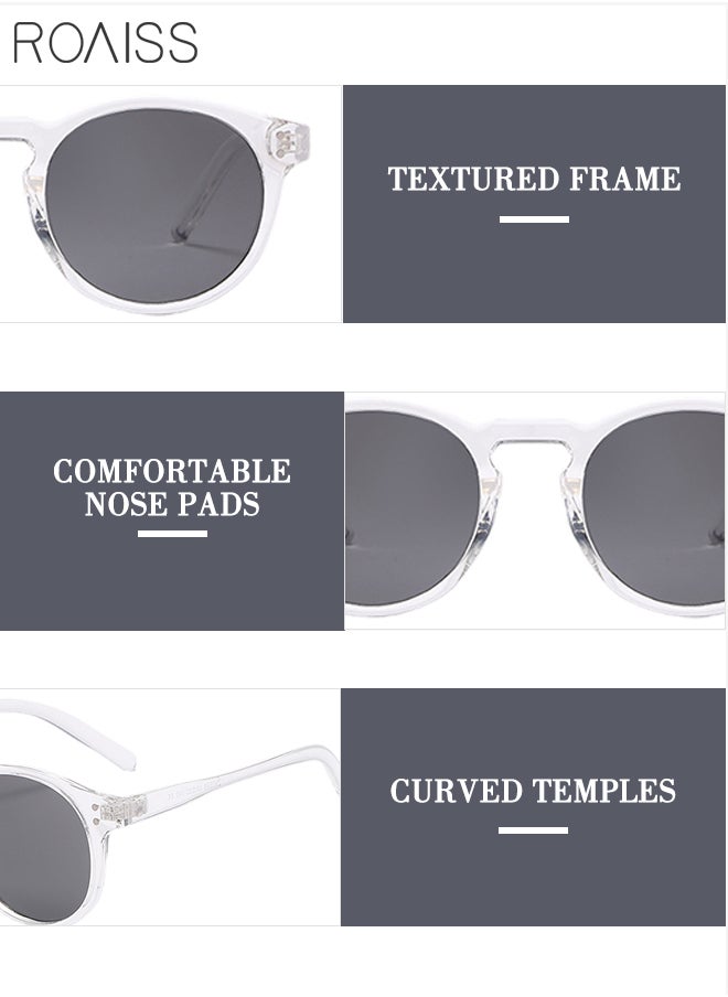 roaiss - 2Pcs Round Sunglasses for Men Women, UV400 Protection Sun Glasses, Fashion Decorative Eyewear for Outdoor Party Street Photography, Grey and Clear - Image 1
