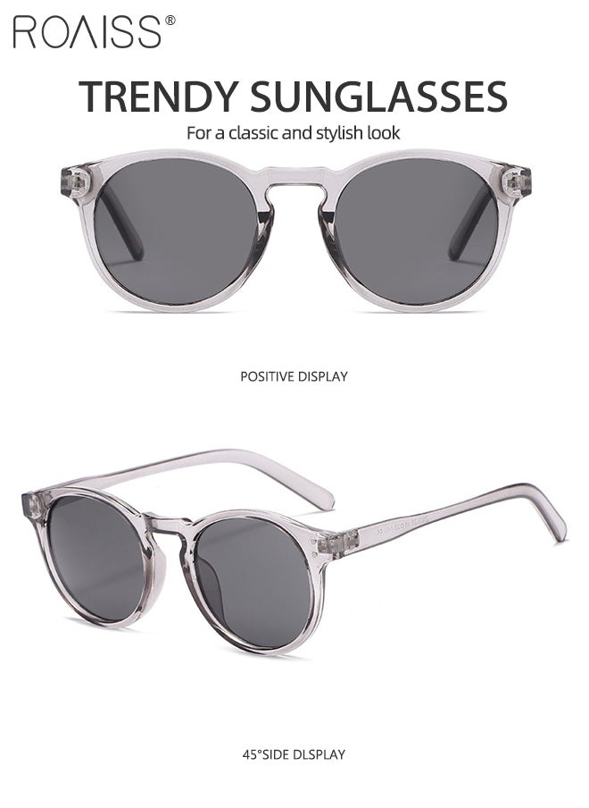 roaiss - 2Pcs Round Sunglasses for Men Women, UV400 Protection Sun Glasses, Fashion Decorative Eyewear for Outdoor Party Street Photography, Grey and Clear - Image 1