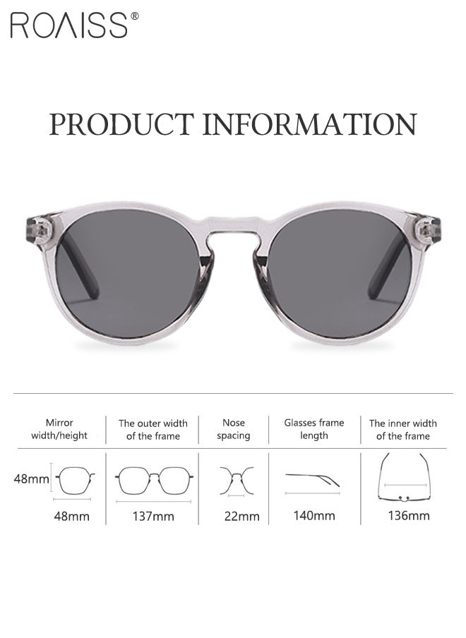 roaiss - 2Pcs Round Sunglasses for Men Women, UV400 Protection Sun Glasses, Fashion Decorative Eyewear for Outdoor Party Street Photography, Grey and Clear - Image 1