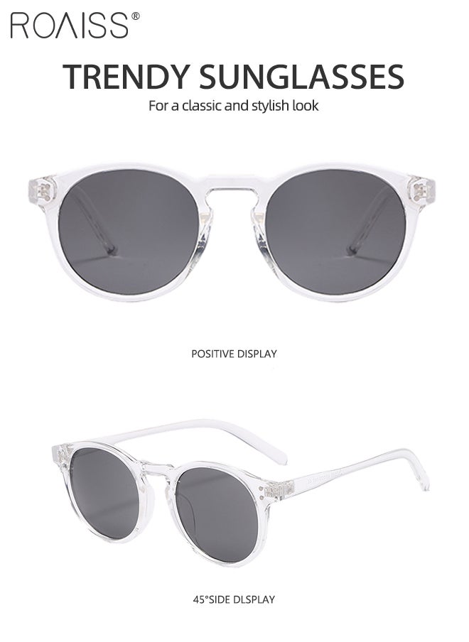 roaiss - 2Pcs Round Sunglasses for Men Women, UV400 Protection Sun Glasses, Fashion Decorative Eyewear for Outdoor Party Street Photography, Grey and Clear - Image 1