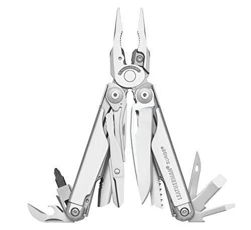 LEATHERMAN Surge - Heavy-duty multipurpose multi-tool with 21 tools including full-size lockable blades, regular and needlenose pliers and wire cutters, DIY tool made in the USA, in stainless steel - Image 1