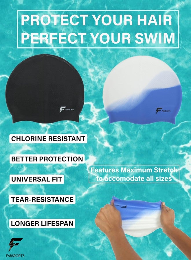 FABSPORTS Unisex Silicone Swim Cap - Easy-Fit Black Swimming Cap for Men, Women, Boys, Girls, and Kids - Ideal for all Hair Types - Long, Short - Image 3
