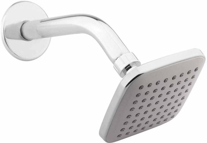 PSH_03 ADJUSTABLE RAIN SHOWER HEAD FOR BATHROOM/PLASTIC OVERHEAD SHOWER/SQUARE BODY WITH 7 INCH LONG SHOWER ARM ROD AND FLANGE CHROME WALL MOUNT (SIZE 4 INCH,MATERIAL-PLASTIC,MULTICOLOR)