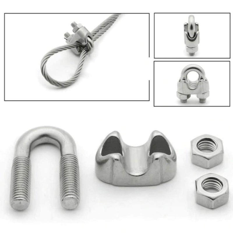 DIY Crafts Pack of 2 Pcs Bolt U Steel Silver Steel U Bolt Type Wire Rope Clip Clamp Regular for BOAD Heavy Duty UBolt Type Wire R Pack of 2 Pcs Bolt U Steel - Image 5