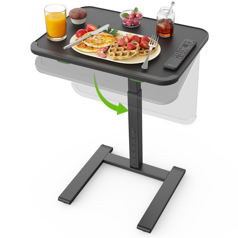 SAIJI Sturdy TV Tray Table with Wheels, Heavy Duty Metal TV Trays for Eating on Couch, Height & Angle Adjustable Desk for Bed, Sofa, Recliner, Portable Small Foldable Tables - Image 1