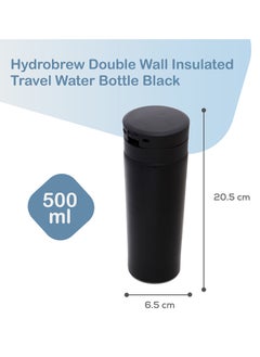 HYDROBREW Double Wall Insulated Tumbler Water Bottle 500 ML - Black  - Image 4
