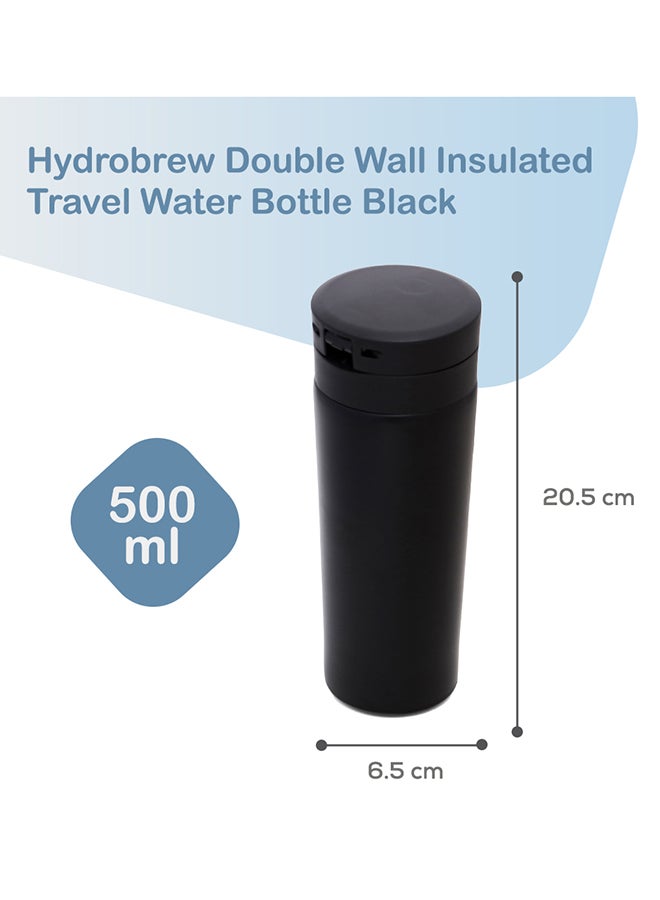 HYDROBREW زجاجة ماء معزولة بجدار مزدوج 500 مل - أسود - Image 4