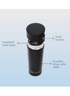 HYDROBREW Double Wall Insulated Tumbler Water Bottle 500 ML - Black  - Image 5