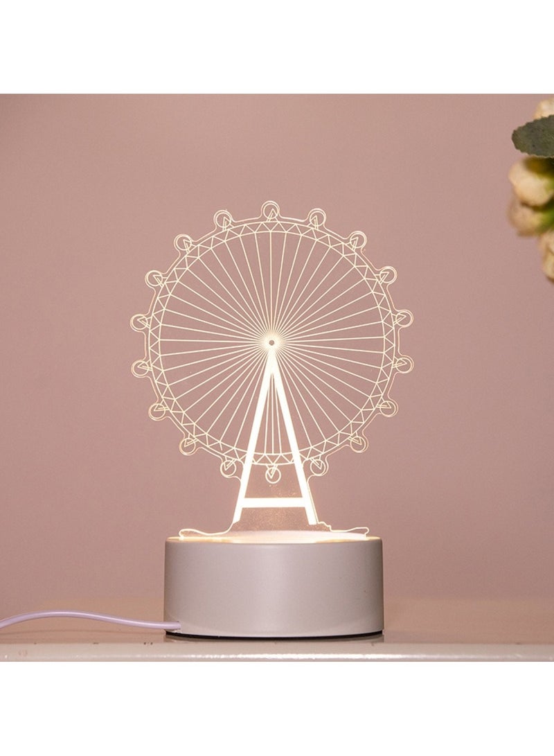 Ferris Wheel 3D LED Lamp White Decorative Night Light - Image 2