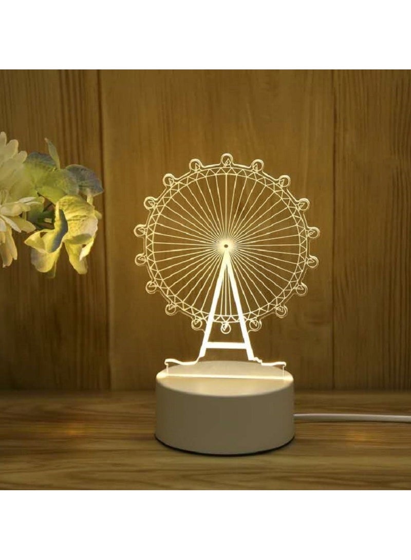 Ferris Wheel 3D LED Lamp White Decorative Night Light - Image 3