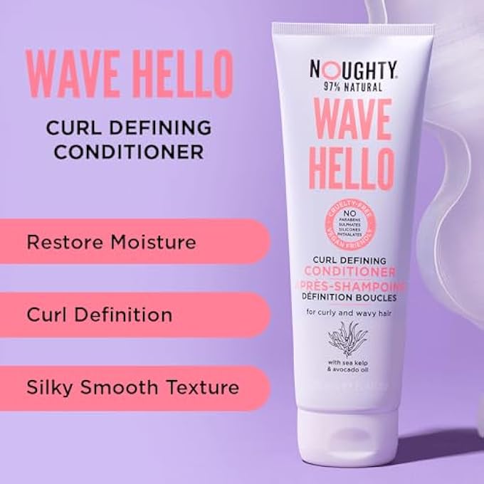 NOUGHTY WAVE HELLO CURL DEFINING CONDITIONER, 97% NATURAL SULPHATE FREE VEGAN HAIRCARE, VITAMIN RICH FORMULA FOR CURLY & WAVY HAIR (250ML), (PACK OF 1) - Image 3