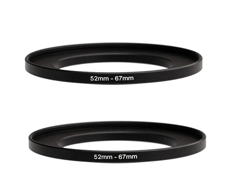 Fotasy (2-Pcs) 52-67MM Step-Up Ring Adapter, 52mm to 67mm Step Up Filter Ring, 52 mm Male 67 mm Female Stepping Up Ring for DSLR Camera Lens and ND UV CPL Infrared Filters - Image 1