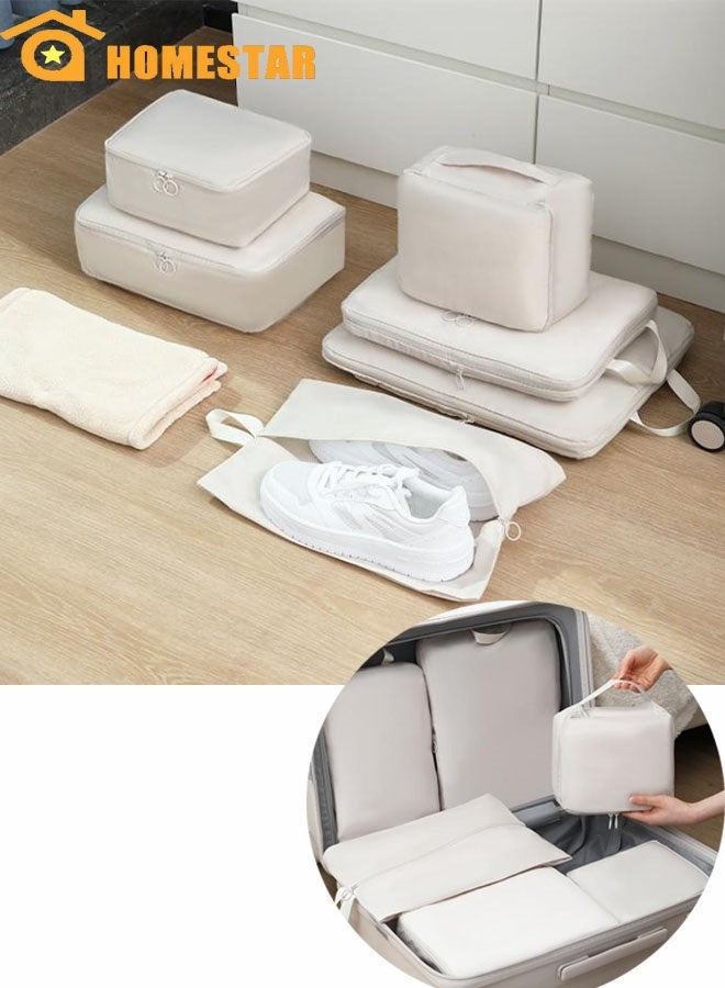 HOMESTAR 6 Pieces Travel Packing Cubes Set for Storage Luggage, Lightweight Organizer Bags with Toiletry, Laundry Pouch, Foldable Storage Bags for Travel, Holiday, Business - Image 1