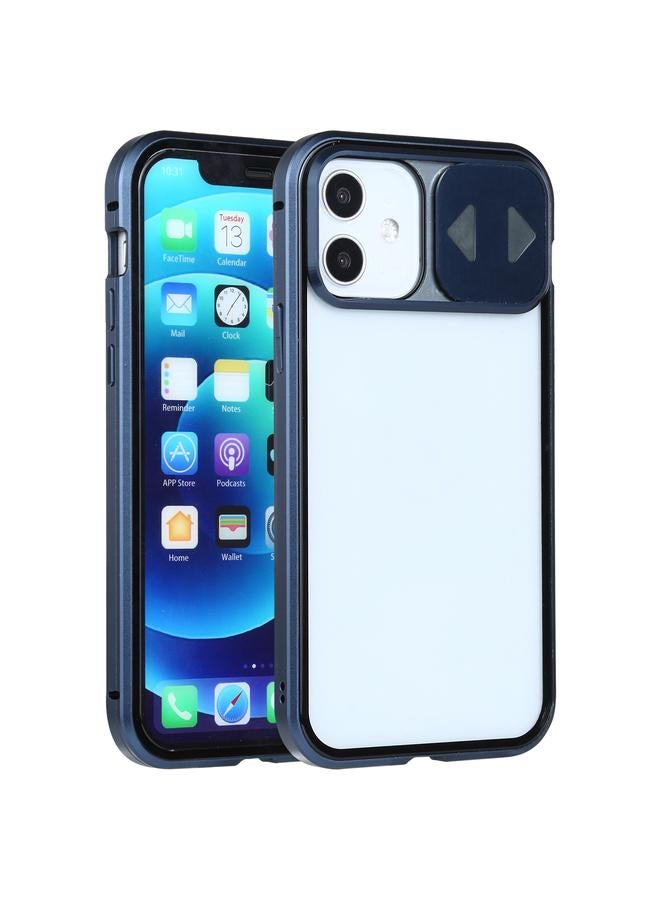 Zaboon Case For iPhone 12 / 12 Pro Sliding Lens Cover Mirror Design Four-corner Shockproof Magnetic Metal Frame Double-sided Tempered Glass Case - Image 1
