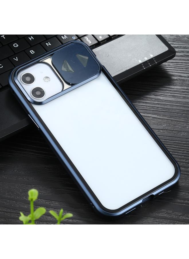 Zaboon Case For iPhone 12 / 12 Pro Sliding Lens Cover Mirror Design Four-corner Shockproof Magnetic Metal Frame Double-sided Tempered Glass Case - Image 2
