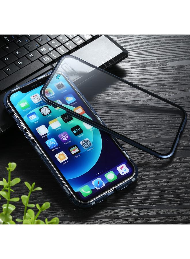 Zaboon Case For iPhone 12 / 12 Pro Sliding Lens Cover Mirror Design Four-corner Shockproof Magnetic Metal Frame Double-sided Tempered Glass Case - Image 4