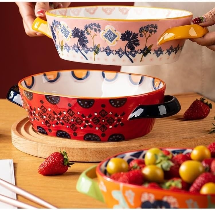 Baking Dish Bakeware Sets with Handles, Lasagna Pan Dishwasher Safe Casserole Dishes for Oven Ceramic Baking Dishes, 800ML Oven Dish - Image 4