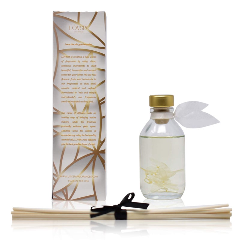 LOVSPA Reed Diffuser Set, Amber Romance Scented Oil Diffuser with Sticks, Home Fragrance Accessories for Bathroom Shelf Decor, Aroma Diffusers for Home or Office Fall Decor, USA Made - Image 2