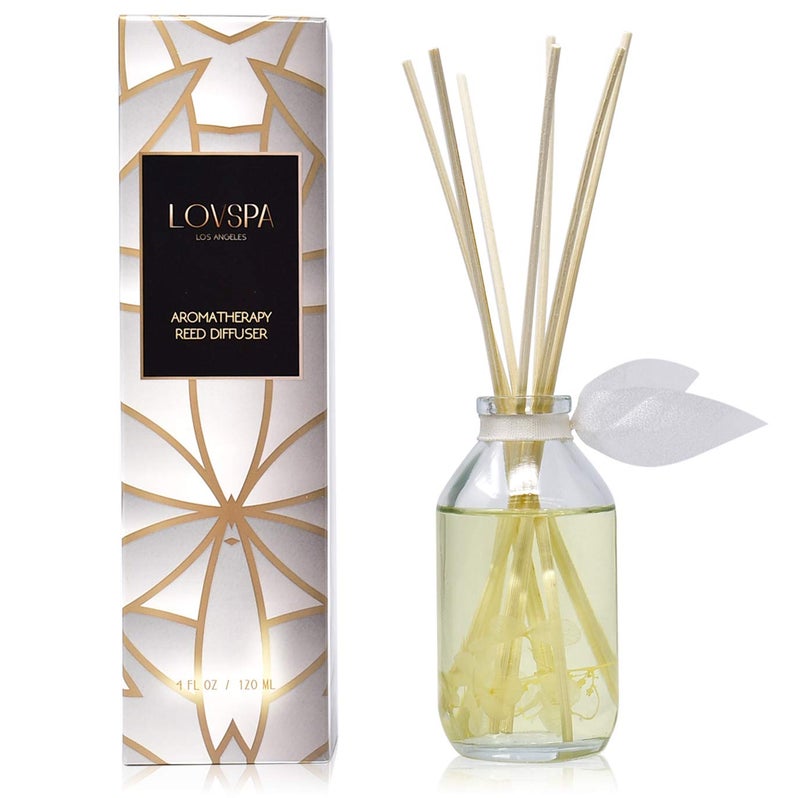 LOVSPA Reed Diffuser Set, Amber Romance Scented Oil Diffuser with Sticks, Home Fragrance Accessories for Bathroom Shelf Decor, Aroma Diffusers for Home or Office Fall Decor, USA Made - Image 3