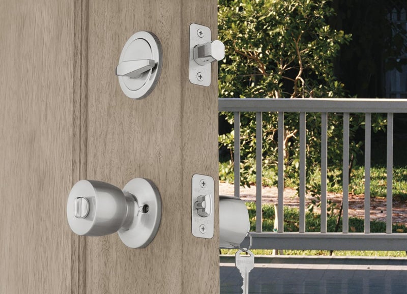 BRINKS - مجموعة مقبض باب مدخل مفاتيح بأسلوب الجرس وقفل أسطوانة مفردة، 2-pack - مفاتيح متطابقة، نيكل ساتان - Image 4
