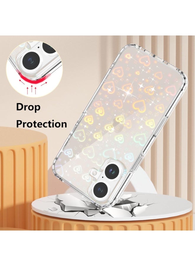 جراب لهاتف آيفون 17، شفاف، لامع، بنمط قلب ثلاثي الأبعاد بتقنية الليزر، للنساء والفتيات، جراب حماية صلب مقاوم للاصفرار مصنوع من البولي كربونات لهاتف أبل 6.3 بوصة - Image 5