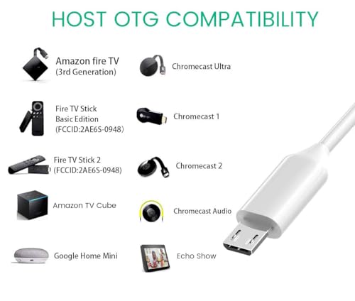 Smays Wired Ethernet Adapter for Fire Stick Basic/2nd/4k/Lite/Cube, Google Chromecast Ultra, Tivo Stream 4K - Micro USB OTG Cable, 3 USB 2.0 Hub with Power DC - Image 3