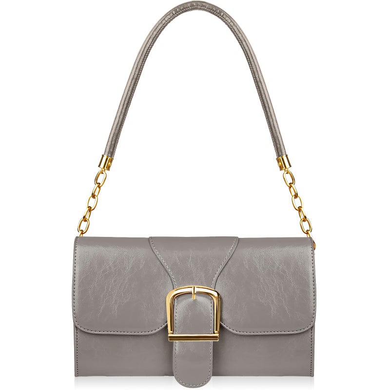 Gosect Shoulder Bag for Women, Faux Leather Women's Shoulder Handbags, Fashionable Tote Purses for Women with Removable Strap and Zipper Closure (Grey) - Image 1