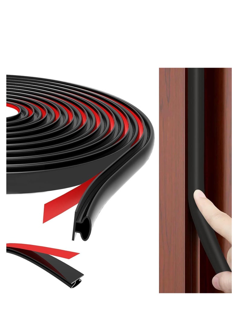 Weather Stripping Door Seal Strip, 600cm Black D Shape Door Rubber Weather Seal Strip, Self-Adhesive Rubber Door Insulation Weather Strip, Sound Proof Door Strips for Door Frame Window